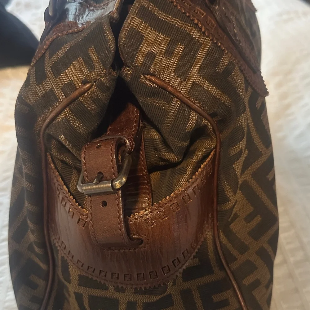 Fendi Brown Monogram Zucca Canvas Shoulder Bag